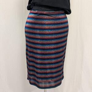 Metallic rainbow stretch pencil skirt